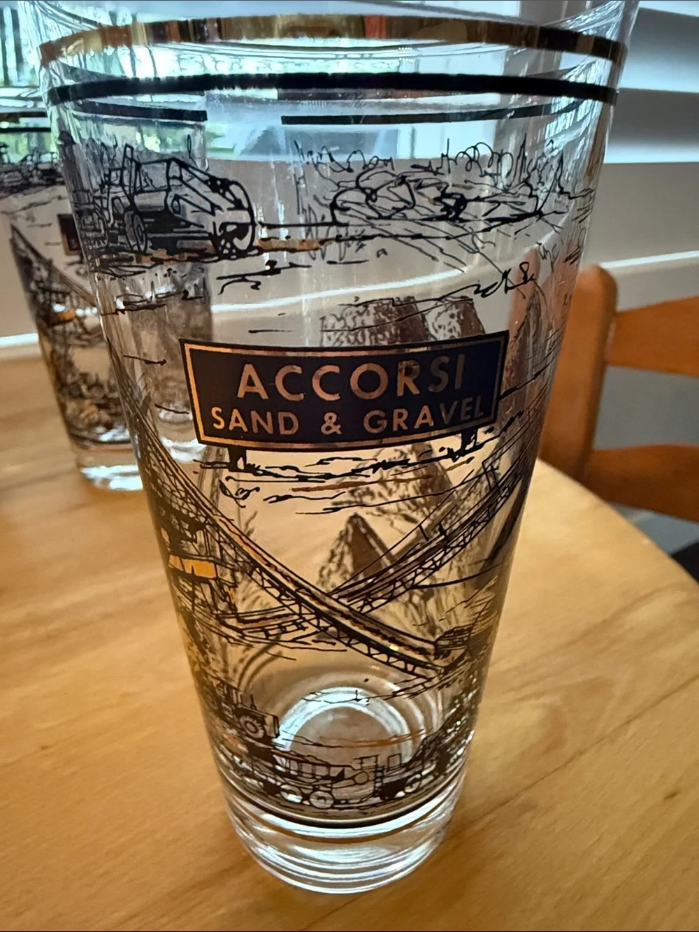 Vintage Accorsi Sand & Gravel Promotional Glasses – Set of 5